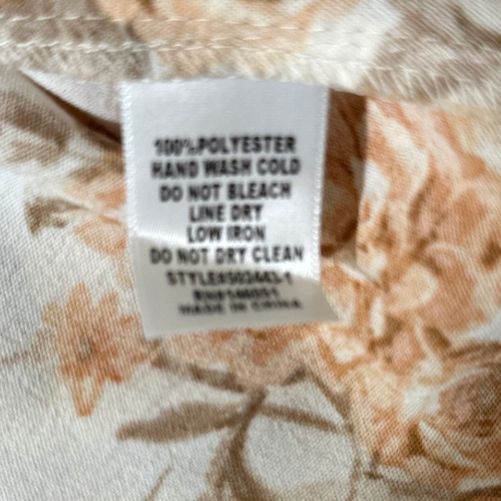 Monteau Los Angeles Maxi Sun Dress Womens Cream Tan Floral Smocked Cottagecore L - Picture 5 of 6